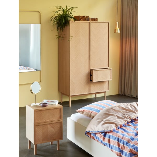 Noční stolek z dubového dřeva v přírodní barvě Herringbone – Hübsch-image-3