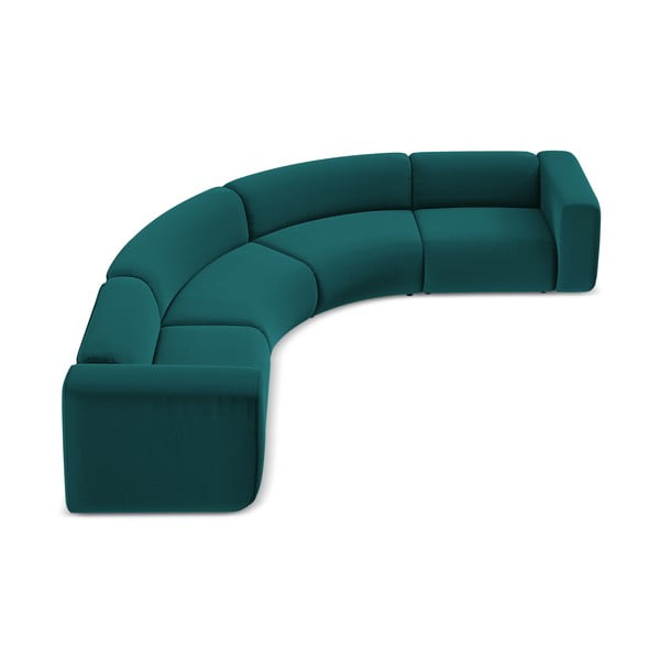 Tyrkysová sametová rohová pohovka Ekahi – Makamii-image-3