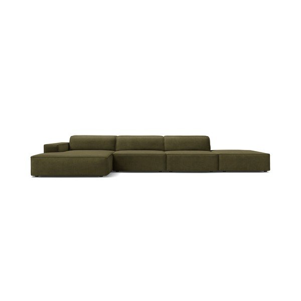 Khaki sametová modulární rohová pohovka (levý roh/s lenoškou) Jodie – Micadoni -image-3