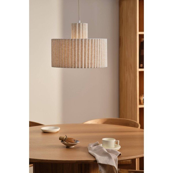 Béžové lněné závěsné svítidlo ø 40 cm Alina – Jotex-image-1