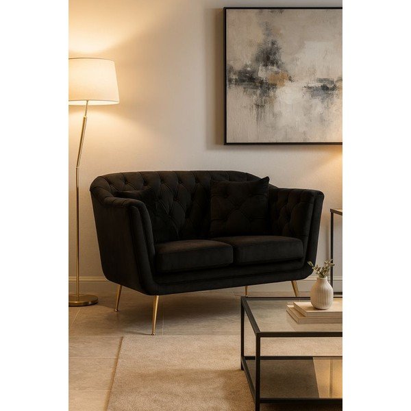 Černá sametová pohovka 130 cm Budapest – Mauro Ferretti-image-1