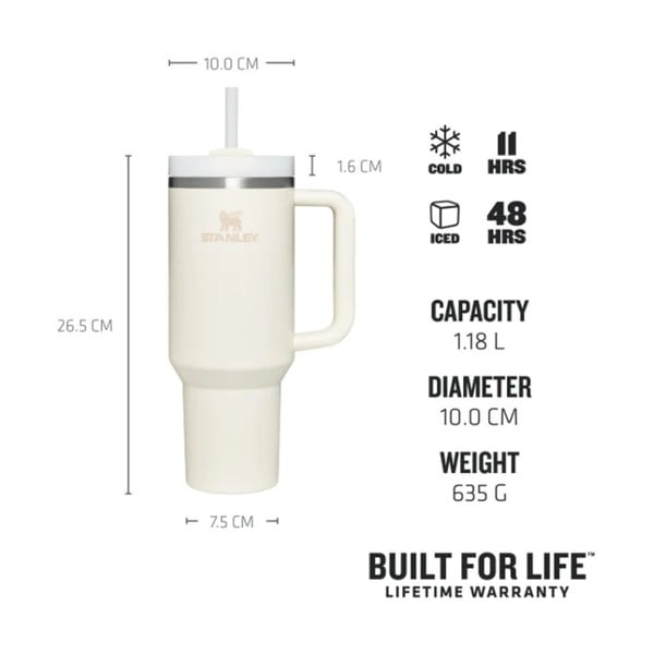 Krémová termoska s brčkem z nerezové oceli 1,18 l Quencher H2.0 FlowState Tumbler Cream – Stanley-image-4