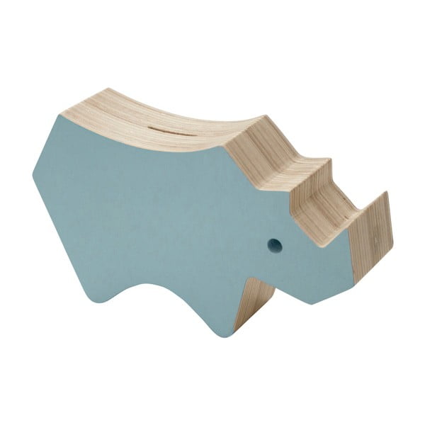 Dřevěná modrá kasička Sebra Rhino