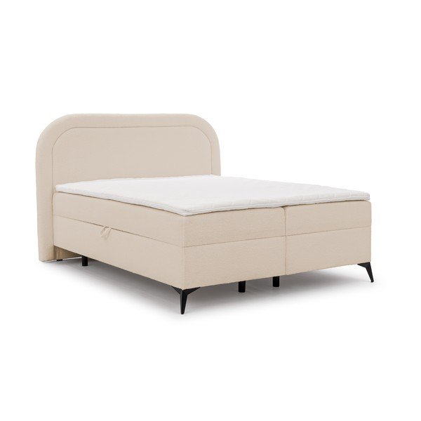 Béžová boxspring postel s úložným prostorem 140x200 cm Ornes – Ropez