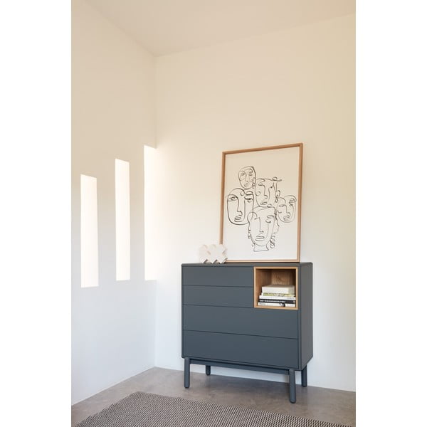 Tmavě šedá nízká komoda 90x90 cm Corvo - Teulat-image-1
