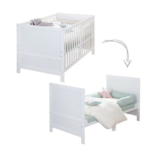 Bílá postýlka s nastavitelnou výškou 70x140 cm Easy Sleep – Roba-image-3