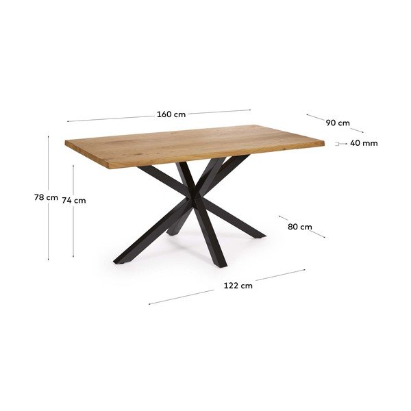 Jídelní stůl s deskou v dubovém dekoru 90x160 cm Argo – Kave Home-image-4