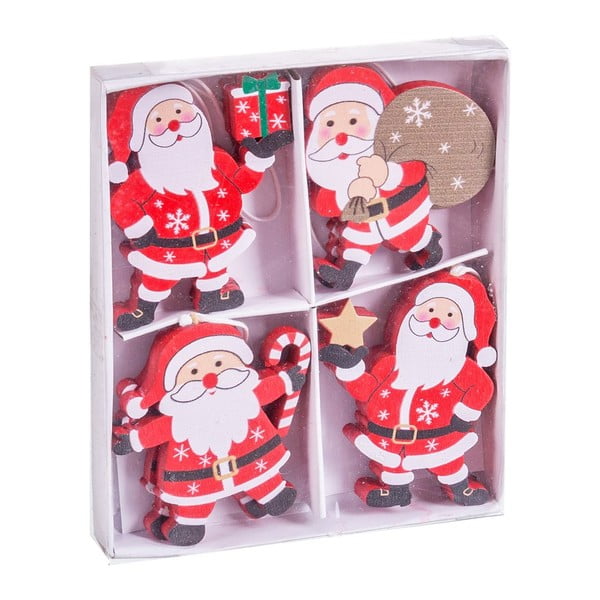Dřevěné vánoční ozdoby v sadě 8 ks Santa Claus – Casa Selección
