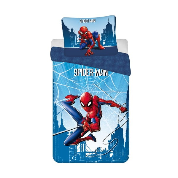 Modré bavlněné dětské povlečení na jednolůžko 140x200 cm Spider-man "Blue" – Jerry Fabrics