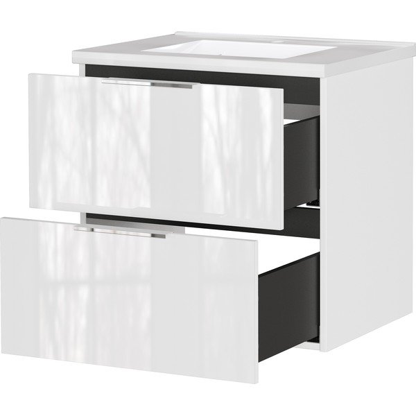 Bílá lesklá závěsná skříňka pod umyvadlo 61x61 cm Celano – Germania-image-3