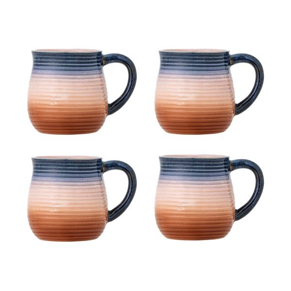 Modré/oranžové keramické hrnky v sadě 4 ks 200 ml Tatum – Bloomingville