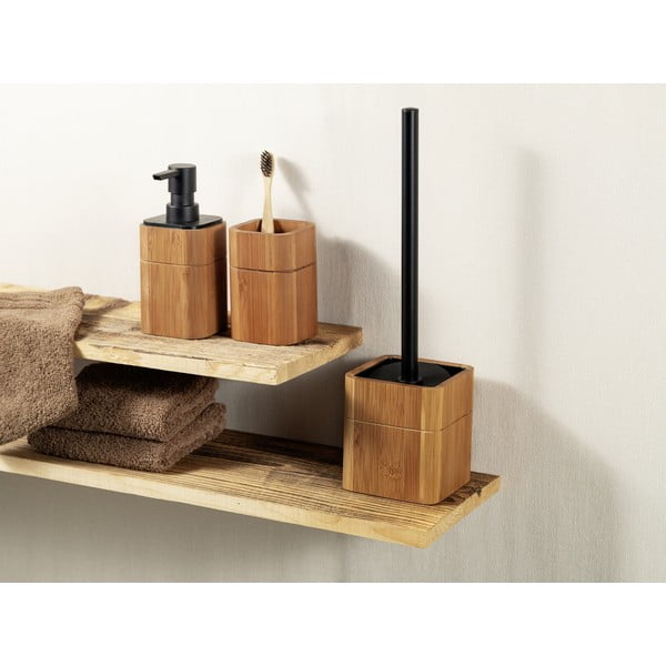 Hnědý bambusový kelímek na zubní kartáčky Serro – Wenko-image-1