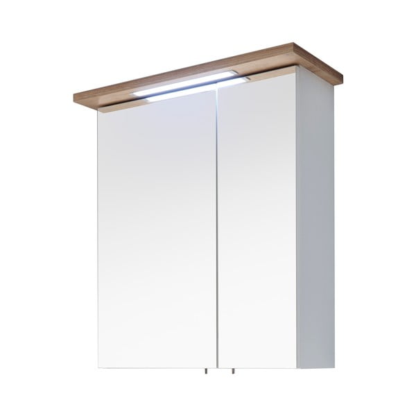 Bílá závěsná koupelnová skříňka se zrcadlem 60x72 cm Set 923 - Pelipal-image-2