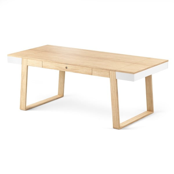 Jídelní stůl z dubového dřeva s bílými detaily Absynth Magh, 198 x 100 cm