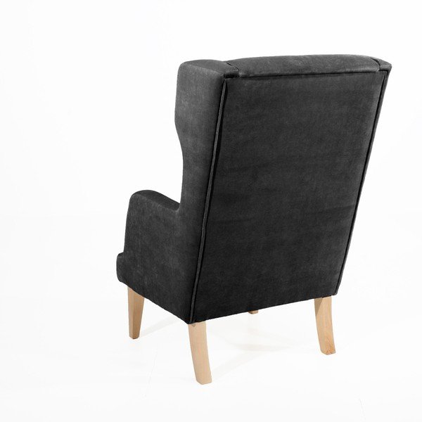 Černé křeslo ušák Max Winzer Bennet Suede-image-4