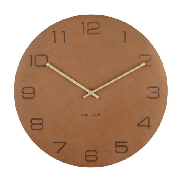 Koňakově hnědé nástěnné hodiny Karlsson Vigorous, ⌀ 40 cm