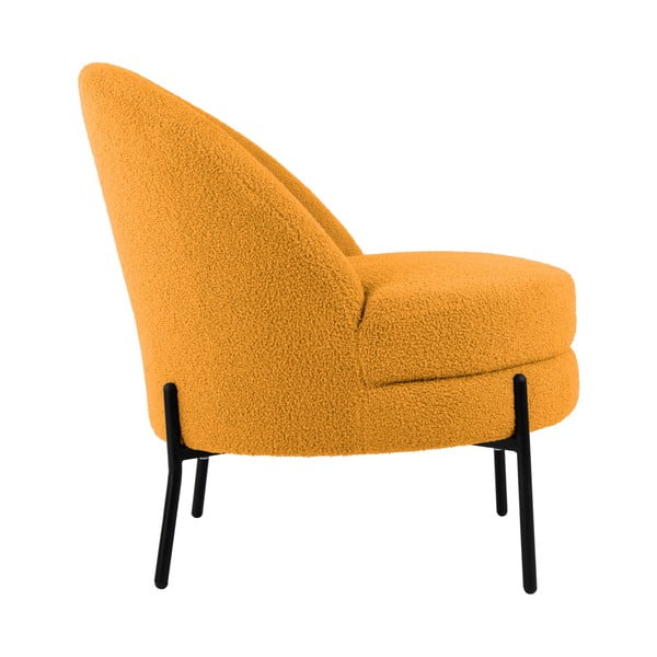 Okrově žluté křeslo z textilie bouclé Noble – Leitmotiv-image-3