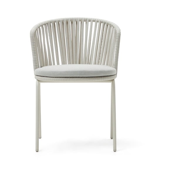 Bílá kovová zahradní židle Saconca – Kave Home-image-1