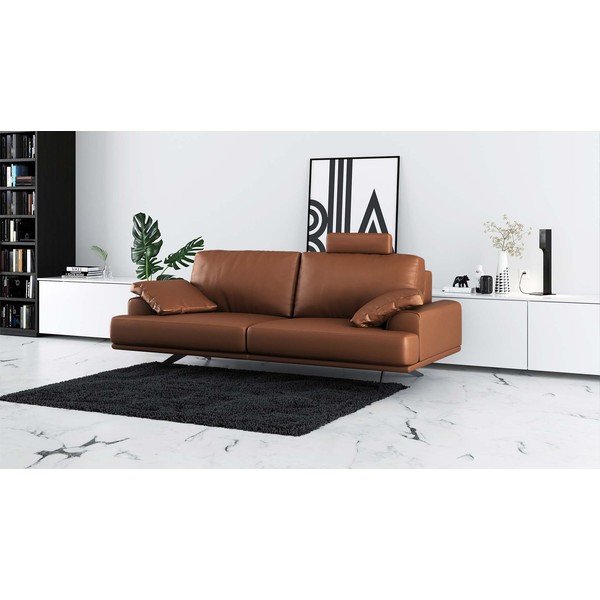 Koňakově hnědá kožená pohovka 220 cm Prado – MESONICA-image-1
