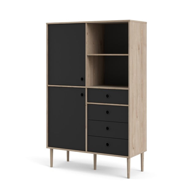 Černá knihovna s hranou v dekoru dubu 99x154 cm Rome - Tvilum-image-2