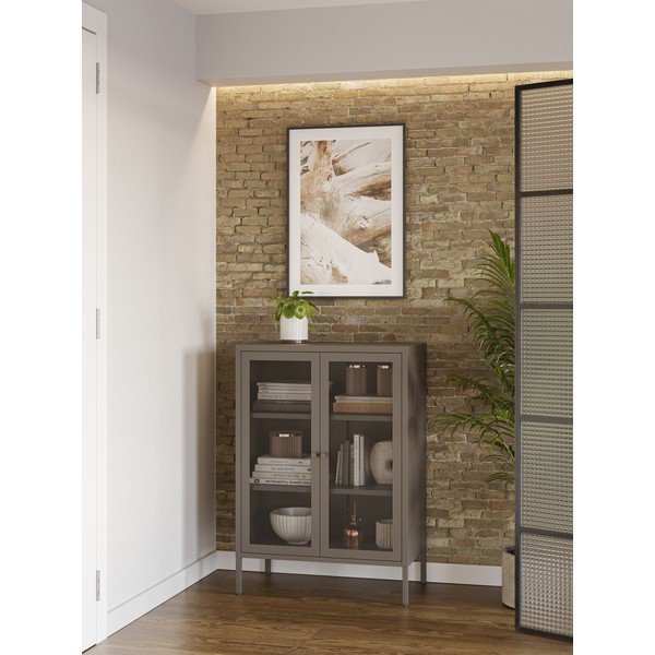 Šedá kovová skříňka 70x100x40 cm Fayna – Marckeric-image-1