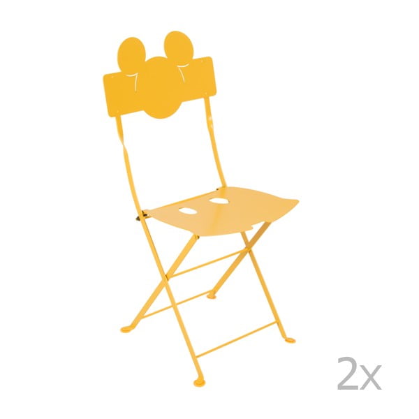 Sada 2 žlutých kovových zahradních židlí Fermob Bistro Mickey