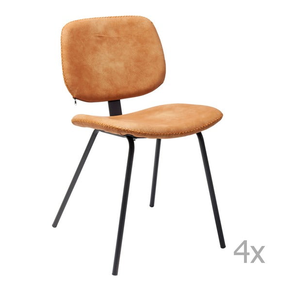 Sada 4 oranžových jídelních židlí Kare Design  Barber
