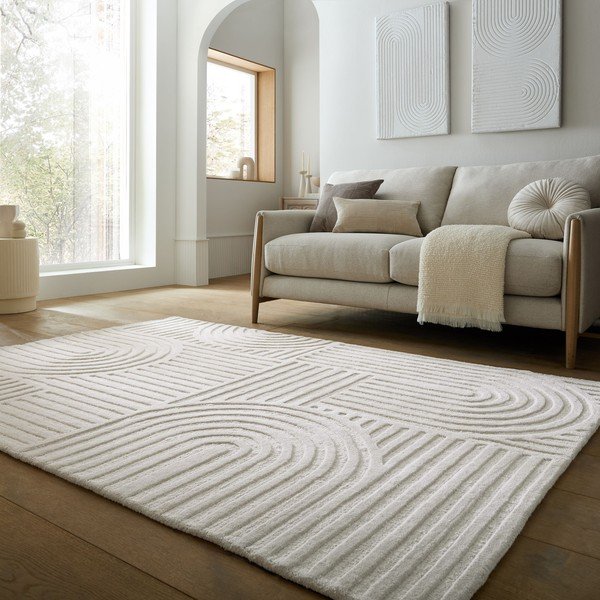 Slonovinový ručně tkaný vlněný koberec 200x290 cm Zen Garden – Flair Rugs-image-1