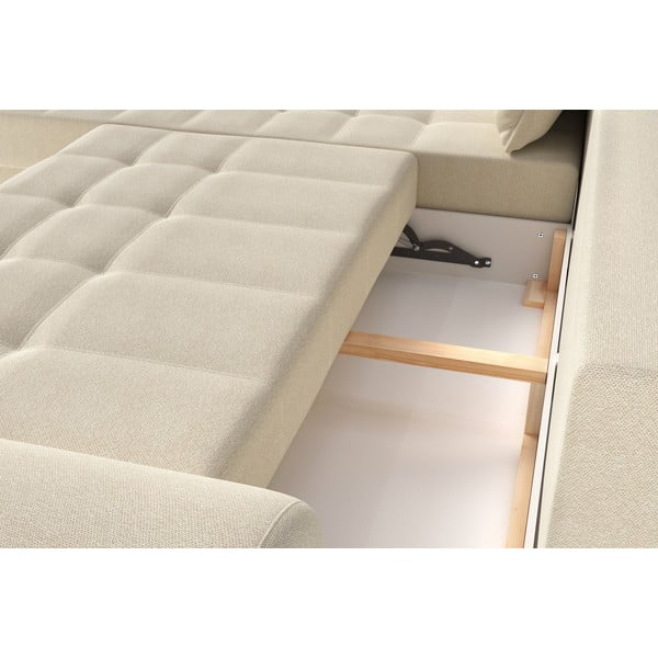 Krémová rozkládací rohová pohovka (levý roh) Balitco – Ropez-image-1