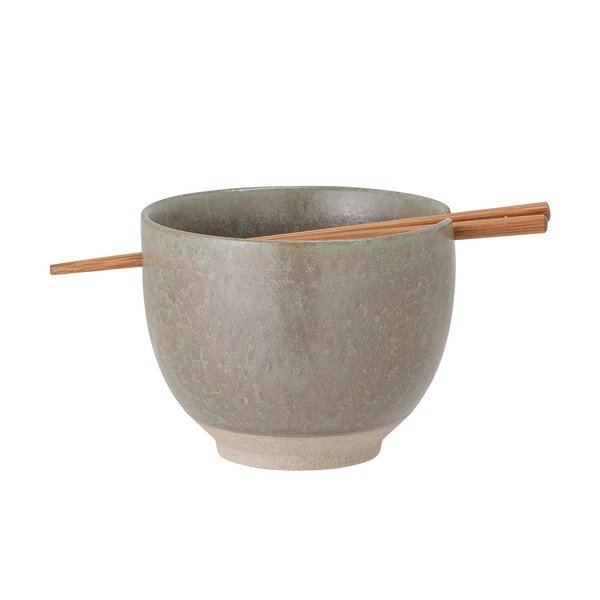 Šedá kameninová miska s jídelními hůlkami Bloomingville Masami, ø 13 cm-image-3