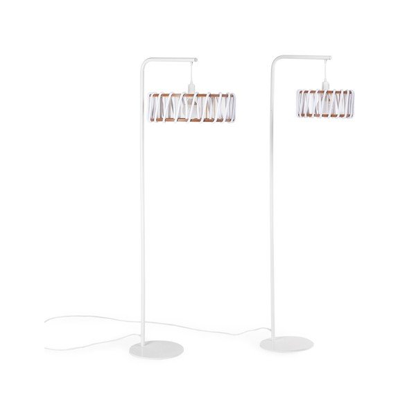 Stojací lampa s bílou konstrukcí a velkým bílým stínidlem EMKO Macaron-image-3