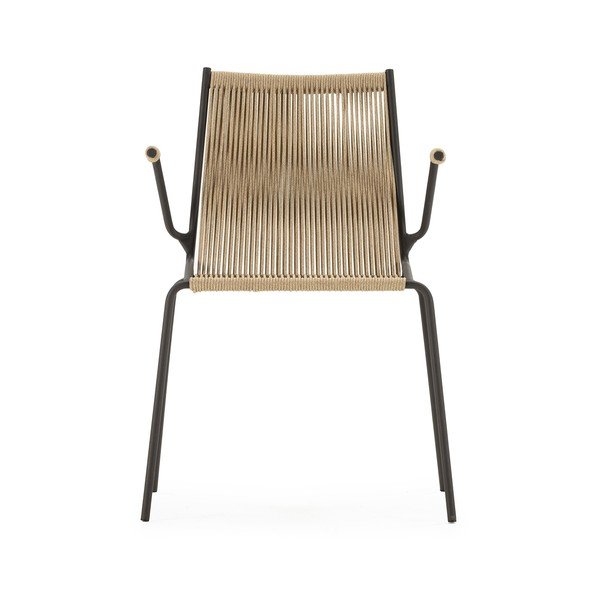 Béžové kovové jídelní židle v sadě 2 ks s područkami/stohovatelné Emily – Marckeric-image-4