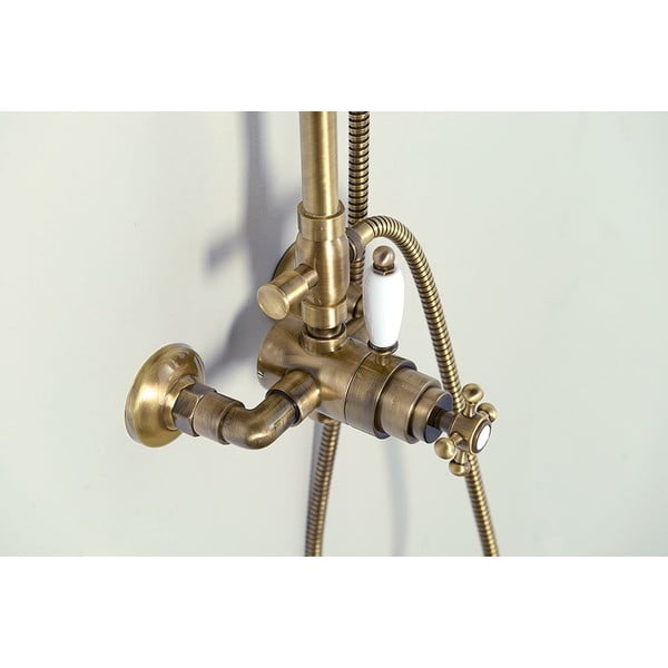 Mosazný sprchový set v bronzové barvě s termostatickou baterií s hlavovou sprchou a ruční sprchou 142 cm Antea – Sapho-image-1