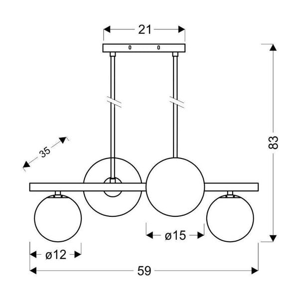Černé závěsné svítidlo se skleněným stínidlem 25x59 cm Kama – Candellux Lighting-image-2