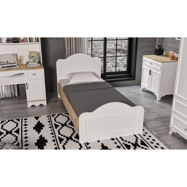 Jednolůžková postel v bílo-přírodní barvě 90x190 cm Alessa – Kalune Design-image-1