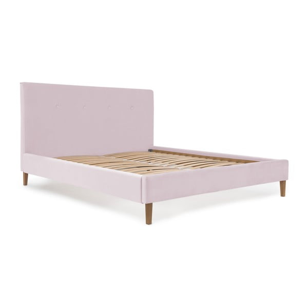Růžová postel s přírodními nohami Vivonita Kent, 140 x 200 cm-image-4
