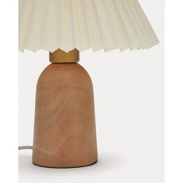 Béžová/v přírodní barvě stolní lampa z kaučukového dřeva s textilním stínidlem (výška 33 cm) Benicarlo – Kave Home-image-3