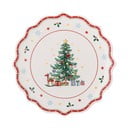Červeno-krémový servírovací keramický talíř s vánočním motivem ø 17 cm Naive – Bloomingville