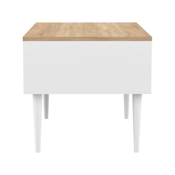 Bílý konferenční stolek s deskou v dekoru dubu 80x47 cm Horizon - TemaHome-image-2