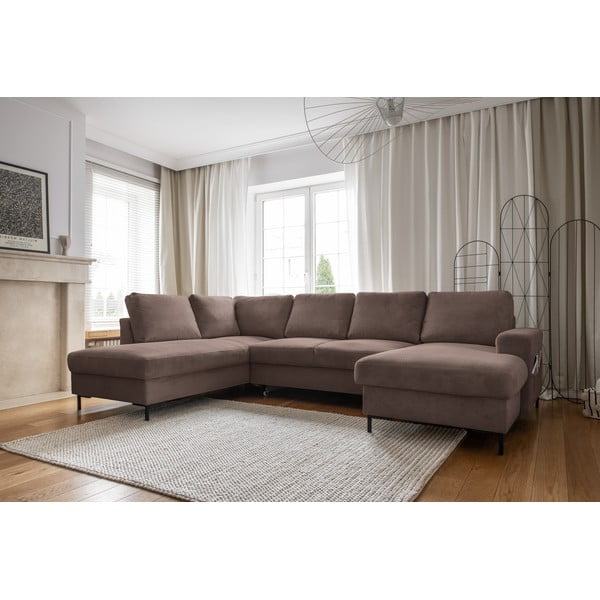 Hnědá manšestrová rozkládací rohová pohovka (levý roh) Lofty Lilly – Miuform-image-3