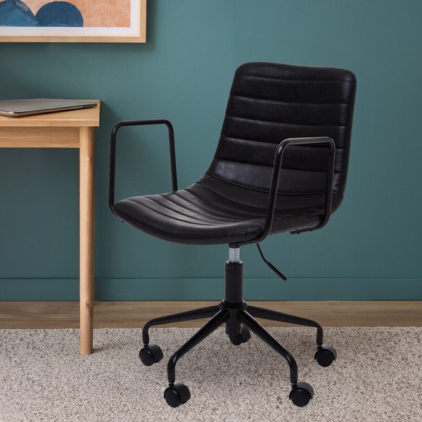 Černá kancelářská židle z imitace kůže Forbes – Premier Housewares-image-4