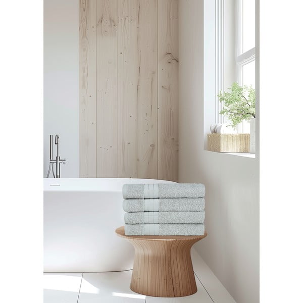 Světle šedé froté bavlněné ručníky v sadě 4 ks 50x100 cm – Good Morning-image-3