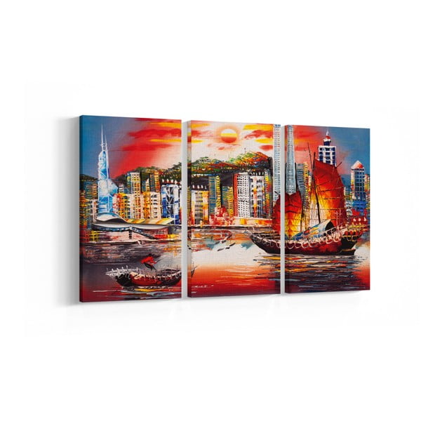 3-dílný obraz City Lights, 30 x 60 cm
