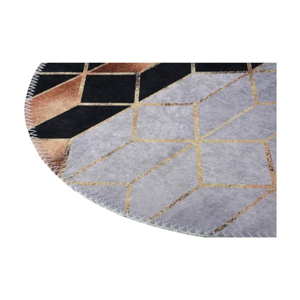 Černo-bílý pratelný kulatý koberec ø 100 cm – Vitaus-image-2