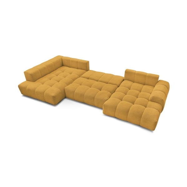 Žinylková rozkládací/s úložným prostorem rohová pohovka v hořčicové barvě (levý roh/do "U") Everest – Bobochic Paris-image-4