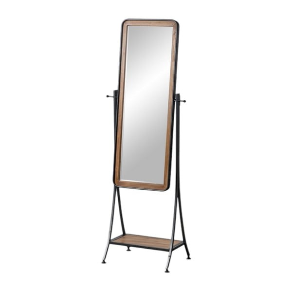 Stojací zrcadlo s poličkou  s dřevěným rámem 62x174 cm – Ixia
