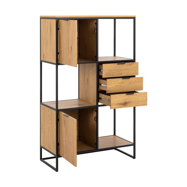 Černá knihovna v dekoru dubu 85x141 cm Swindon - Actona-image-3