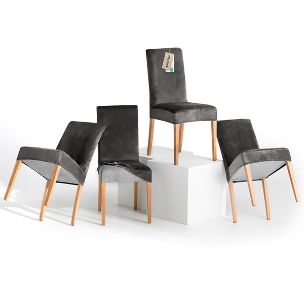 Šedé napínací potahy v sadě 4 ks na židli 48 cm Sento – Restilo