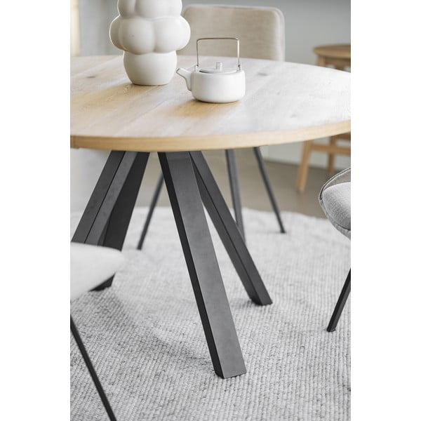 Kulatý rozkládací jídelní stůl v dekoru dubu v přírodní barvě ø 135 cm Maddock – Rowico-image-1