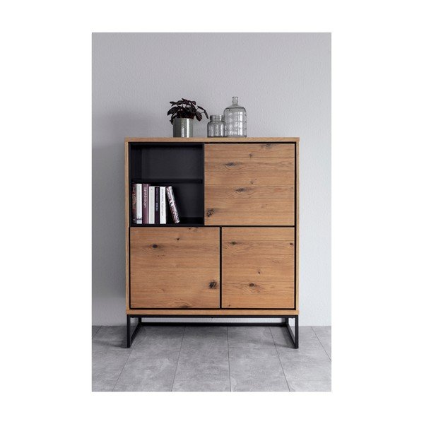 Černá vysoká komoda 102.2x124.7 cm Dalarna - Interstil-image-2